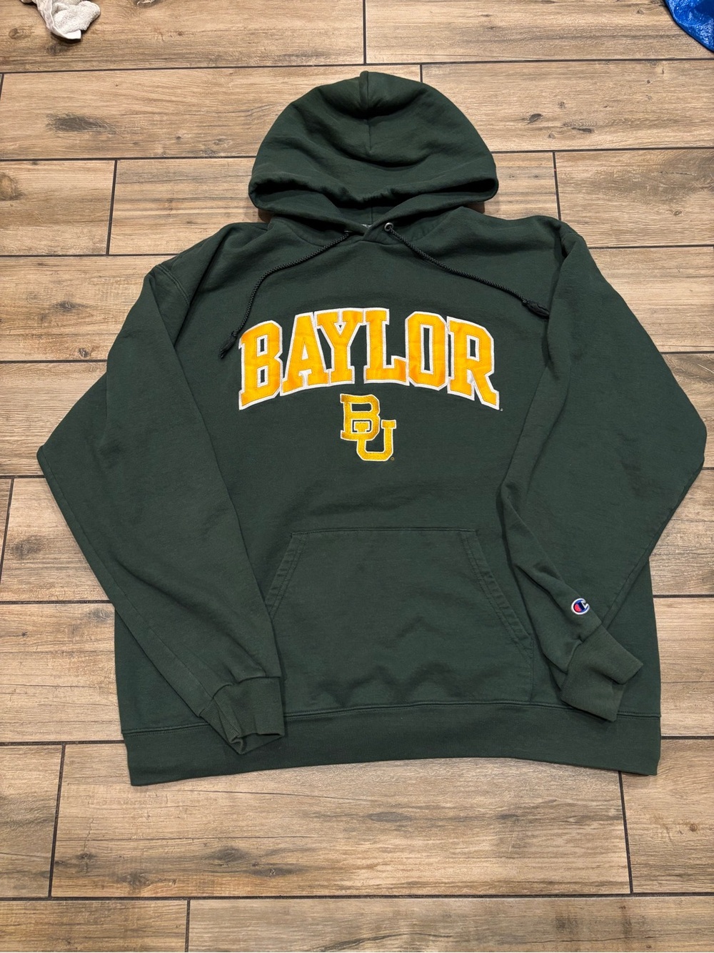 Vintage Champion Authentic Dark Green Baylor Bears Hoodie Sweatshirt Size XL